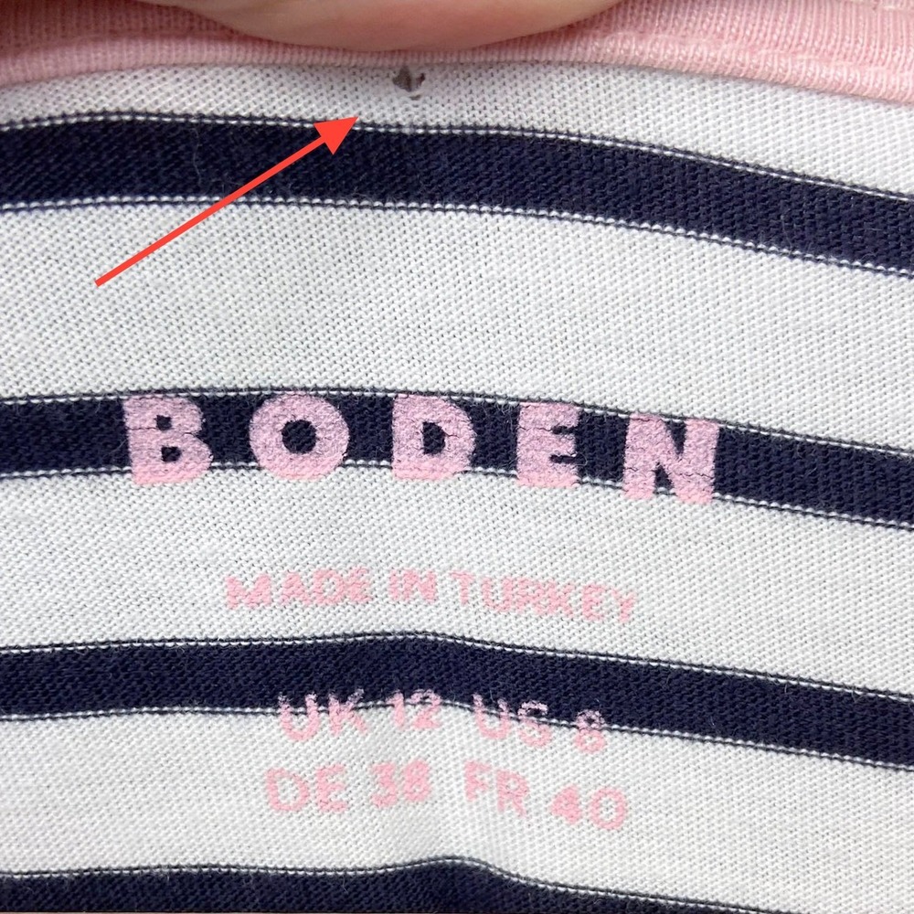 Boden Striped Knit Top Womens Size 8 Black White Puff Sleeve Cotton Modal Tee - Picture 2 of 12